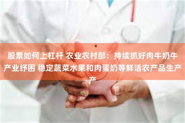 股票如何上杠杆 农业农村部：持续抓好肉牛奶牛产业纾困 稳定蔬菜水果和肉蛋奶等鲜活农产品生产